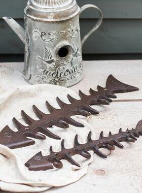 铸铁鱼骨造型挂钩墙钩花园庭院户外装饰个性杂货欧式乡村摆件工艺