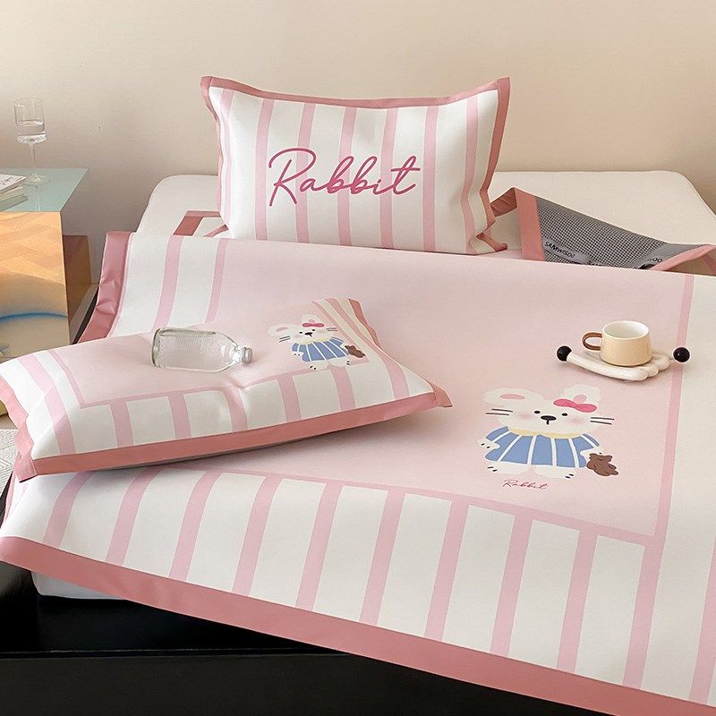 A类夏季凉感冰丝凉席三件套卡通风印花可水洗平席床笠款空调软席,床上用品,冰丝席,淘宝优惠券,粉丝福利购,淘宝优惠卷