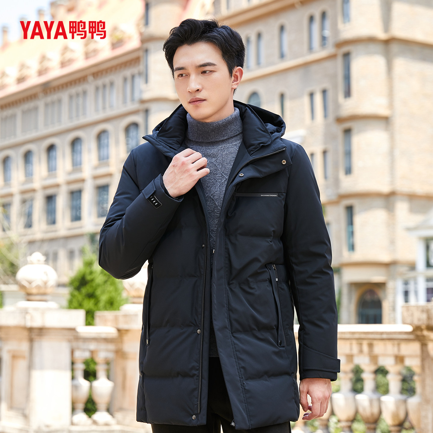 YAYA鸭鸭2025新款羽绒服男士中年爸爸冬季中长款加厚保暖高端外套