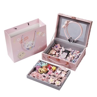 儿童发饰套装礼盒粉色高端宝宝头饰公主小女孩生日礼物宝宝首饰盒