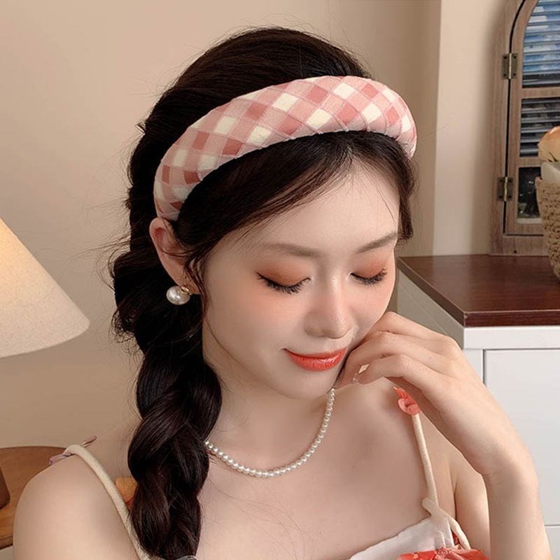 夏季粉色高颅顶发箍女2024新款宽边洗脸压发头箍高级感发卡头饰
