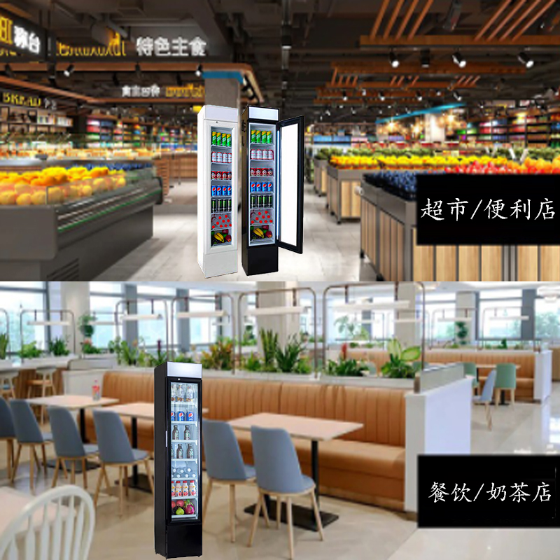 冷藏保鲜柜105L商用立式单门茶叶饮料展示冰柜家用微冻迷你小冰箱