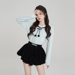 法式红色短款开衫毛衣外套女秋冬2024年新款高级感甜美针织衫上衣