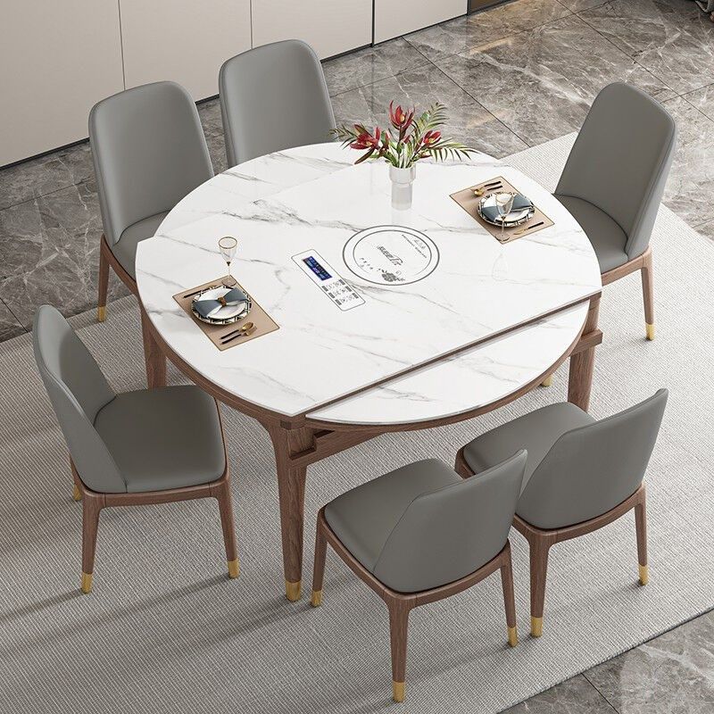 汇亨餐桌岩板折叠实木餐桌椅组合北欧小户型可伸缩带电磁炉饭桌1.,住宅家具,岩板餐桌,淘宝优惠券,粉丝福利购,淘宝优惠卷