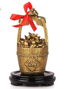 天御阁纯铜一桶金大号聚宝盆摆件工艺品招财家居饰品店铺开业礼品