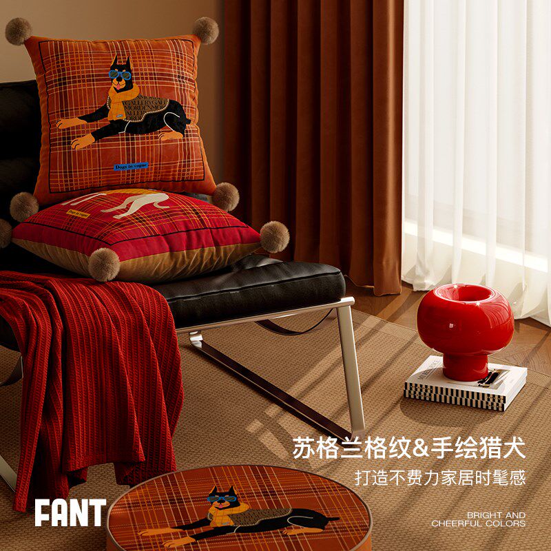 克利弗中古风圣诞新年客厅沙发抱枕轻奢2024新款高级感靠垫枕芯套