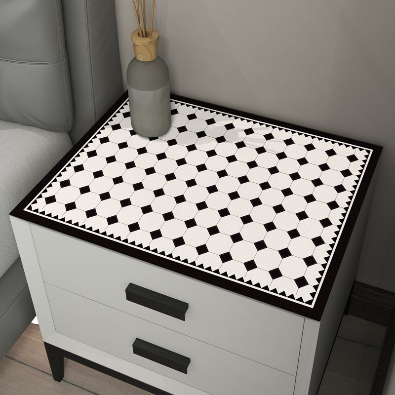 黑白床头柜垫轻奢高级感防水防油防烫盖布垫子小台布卧室防尘桌垫,居家布艺,床头柜盖布,淘宝优惠券,粉丝福利购,淘宝优惠卷