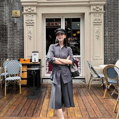 采购产品灰色褶皱短裤,套裤,西装裤,女士夏季薄裙,盖臀裙,a线高腰