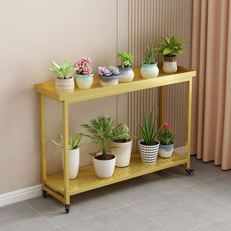 花架子阳台落地式可移动双层铁艺客厅花盆多肉绿植置物架带轮户外