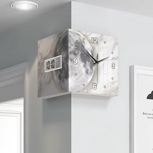 液晶钟表客厅家用万年历电子时钟现代简约月球转角挂墙钟 2025新款