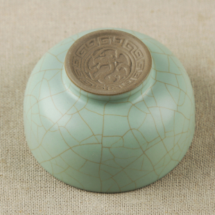 汝窑开片茶具个人品茗主人单杯茶盏特大号纯手工可养冰裂釉金丝杯