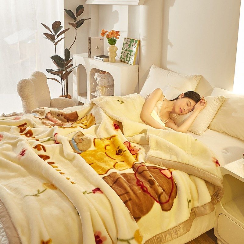 双层加厚拉舍尔毛毯午睡空调毯子学生宿舍盖毯四季通用办公室毯子