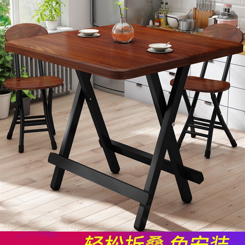 可摺叠餐桌子家用小户型简易吃饭正方形简约出租房屋用方桌可携式