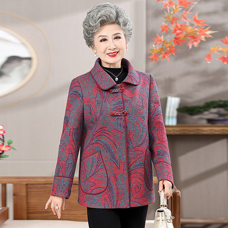 中老年人女装秋冬加绒加厚奶奶装保暖外套妈妈大码老太太春装衣服