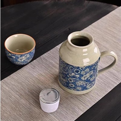 保温瓶高颜值创意可爱陶瓷冰裂纹大容量水壶家用办公室凉水壶带杯