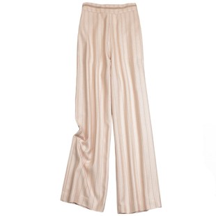 米驼色垂感阔腿人字纹裤 薄款 子347 休闲春季 小个子高腰侧拉链女裤
