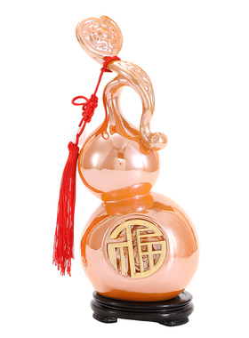 陶瓷葫芦新中式小摆件客厅玄关酒柜家居书房办公室桌面招财装饰品