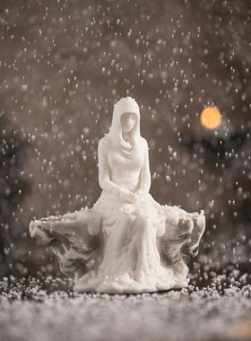 冰雕雪女创意陶瓷摆件仕女禅意家居客厅玄关酒柜博古架装饰艺术品