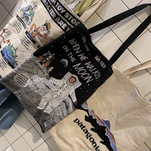 玩具总动员月球漫步海浪棉线针织袋收纳环保购物袋清新文艺个性风