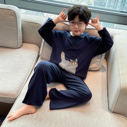 儿童装男童睡衣套装2024新款大童家居服德绒冬款纯棉内衣秋衣秋裤