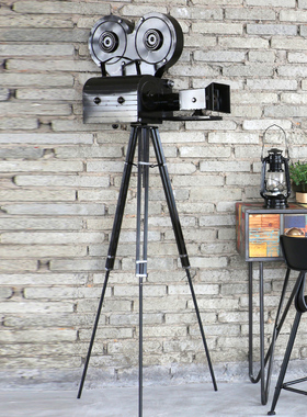 复古铁艺落地老式电影摄影机模型摆件装饰品服装店铺橱窗陈列道具