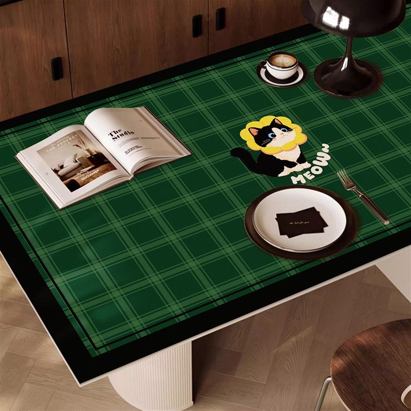 英伦小猫格纹皮革桌垫防水防油免洗茶几垫定制餐垫pvc可裁剪,居家布艺,桌布,淘宝优惠券,粉丝福利购,淘宝优惠卷