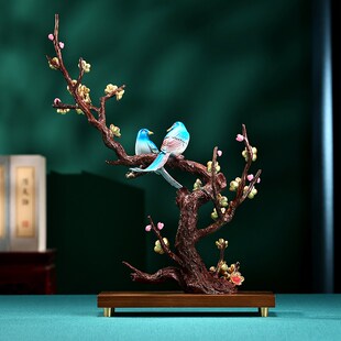 饰品开业乔迁礼品 家居客厅玄关办公室装 彩铜喜鹊摆件 喜上眉梢