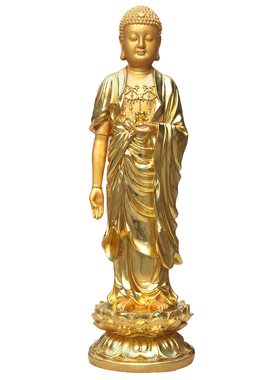 供奉寺庙全金站阿弥陀佛像立莲站像如来佛像家用佛祖神像