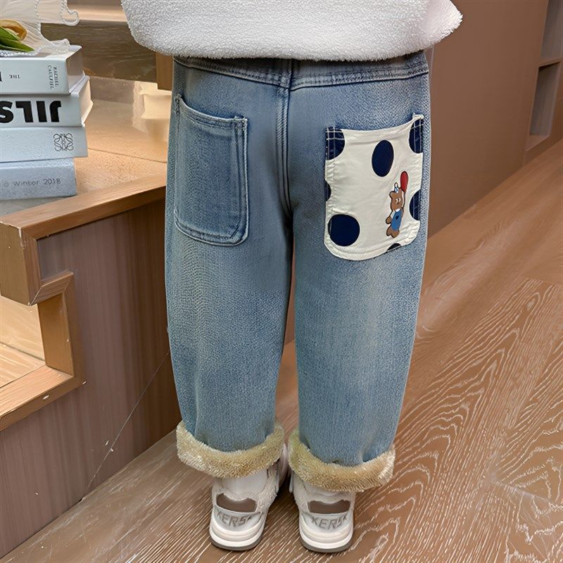 一条过冬女童加绒加厚宝宝老爹牛仔裤冬季洋气外穿儿童裤子,童装/婴儿装/亲子装,儿童牛仔裤,淘宝优惠券,粉丝福利购,淘宝优惠卷