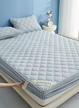 全棉牀笠单件棉花牀罩牀垫牀包150180200防尘防滑夹棉牀套