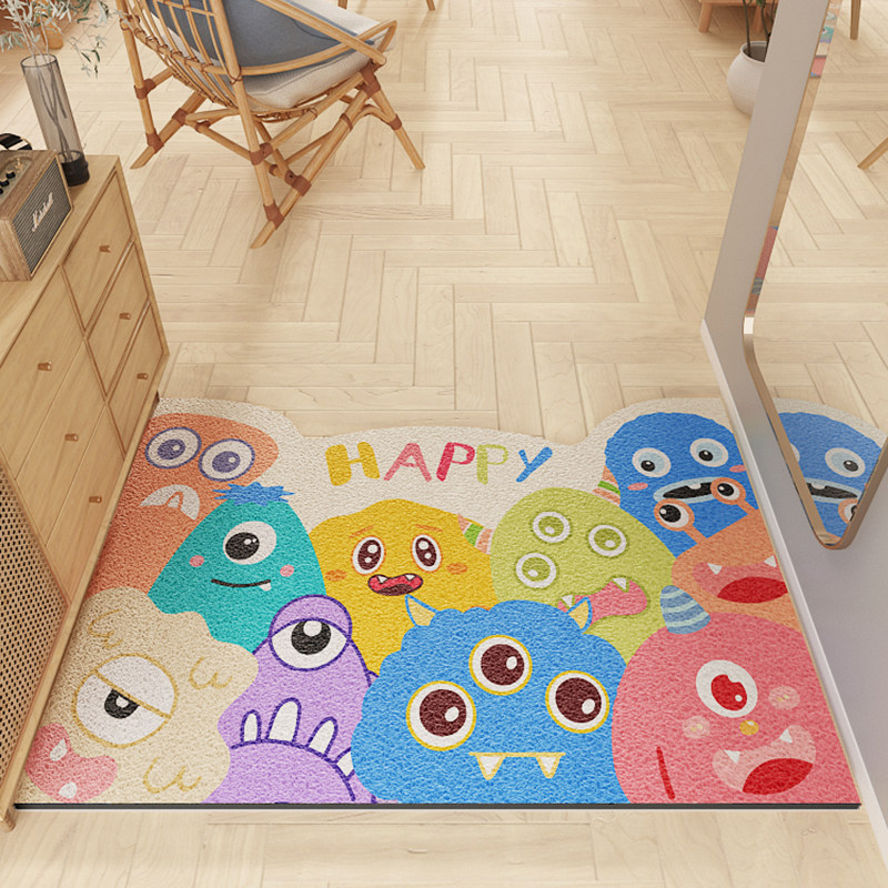 卡通风入户门丝圈地垫pvc进门门垫家用门口加厚踩脚垫子2023新款