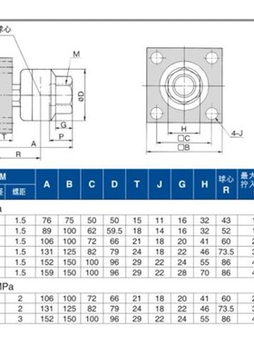 载重型气缸浮动接头带法兰脚座附件JAHF/JAHL40/50/80/100-20-150