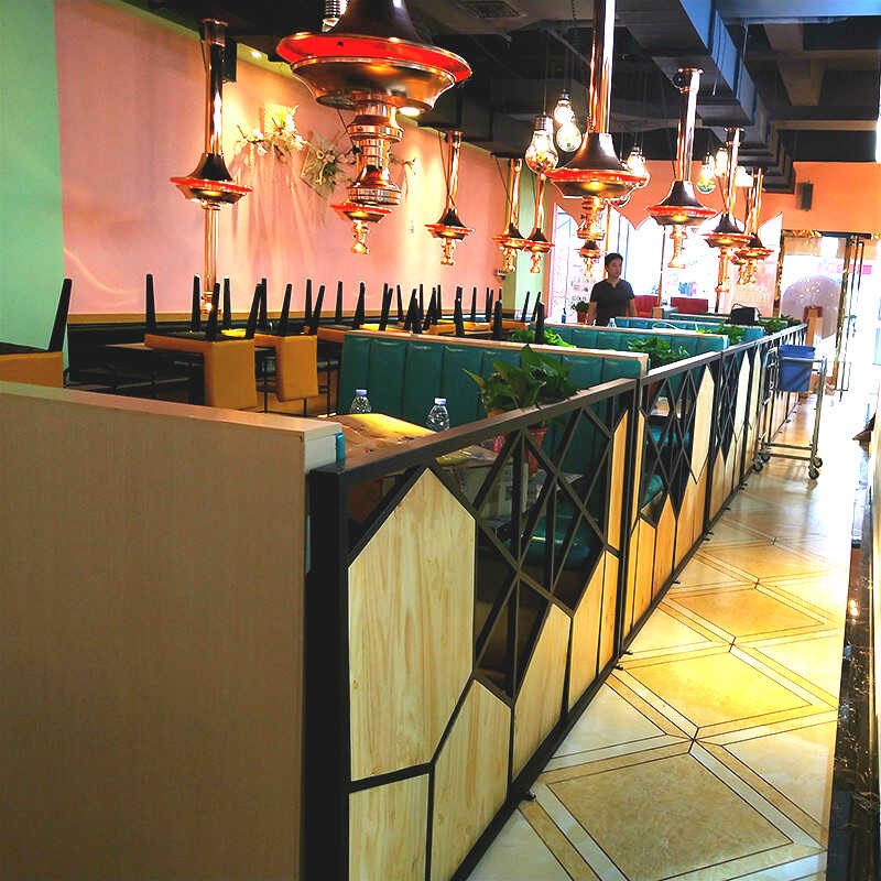商用美式实木工业风屏风酒吧咖啡厅餐厅卡座沙发铁艺矮隔断墙格挡