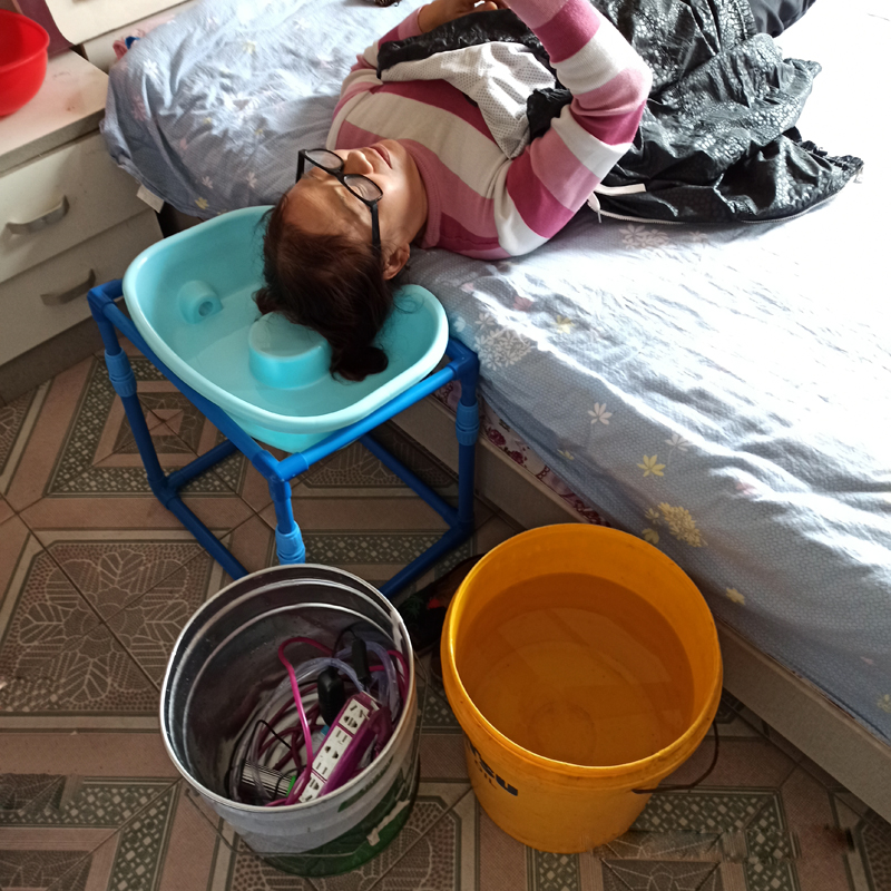 孕妇月子平躺侧躺洗头盆神器床边上 盆老病成大人女士卧带架子 床