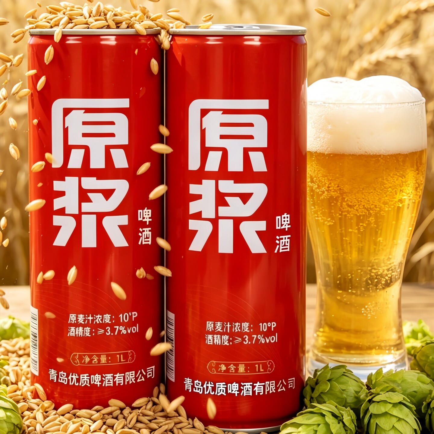 【厂家直销】原浆啤酒1L*2罐麦香酒香口感醇厚顺滑破损包赔尝尝鲜
