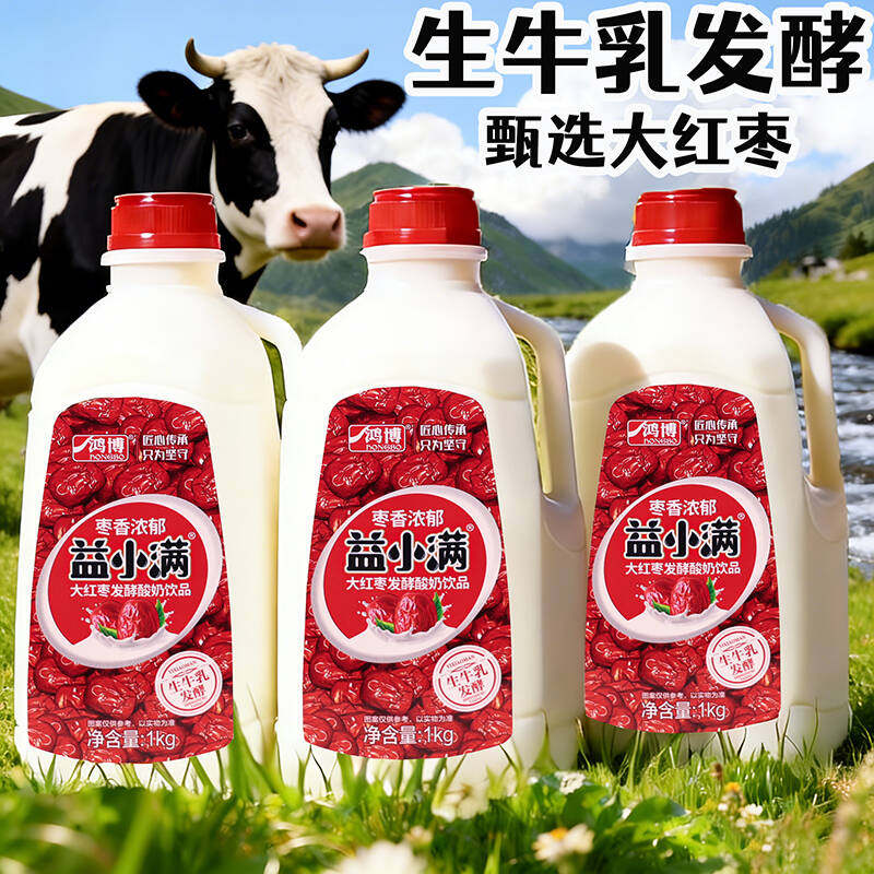 正品大红枣生牛乳发酵酸奶饮品1kg*2桶官方推荐儿童学生健康饮