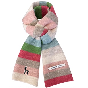 【一折专区】Horgias哈吉斯尼森羊毛撞色条纹围巾秋冬季保暖时尚