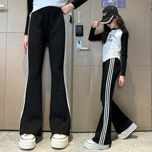 喇叭裤女童秋装2025新款休闲裤儿童春秋微叭长裤女孩秋季黑色裤子