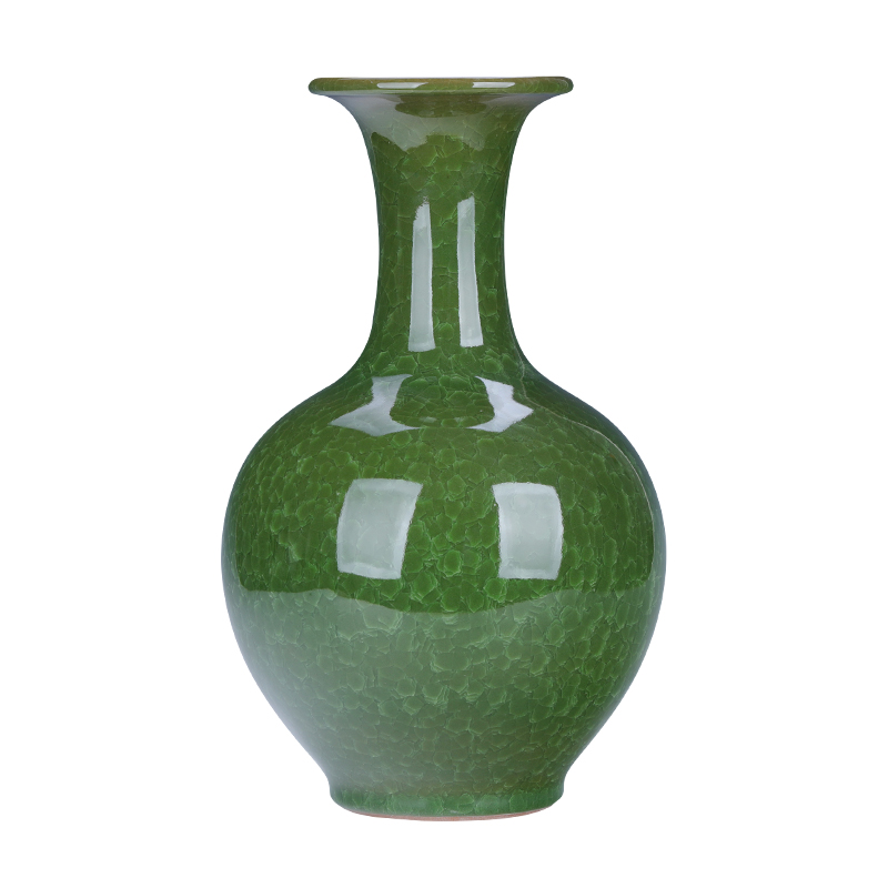 小口圆肚绿色花瓶瓷器摆件橱窗客厅装饰品景德镇陶瓷插花简约创意