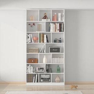 可比熊图书馆书架实木书柜落地格子柜客厅收纳柜自由组合置物柜子