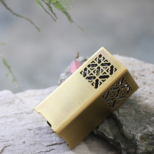 仿古方形香道用品香事瓶纯铜打篆工具香灰香铲灰压收纳瓶镂空摆件