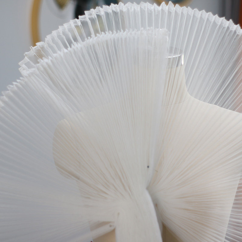 百褶大风琴褶皱硬网纱布料硬挺括造型毕计设计师手工肌理装饰面料