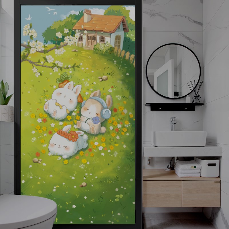 全遮光不透明静电免胶玻璃贴膜窗户贴纸防走光防偷窥遮光隔热浴室