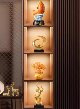 招财乔迁之喜酒柜装饰品摆件新中式高档客厅玄关电视玻璃柜新家居