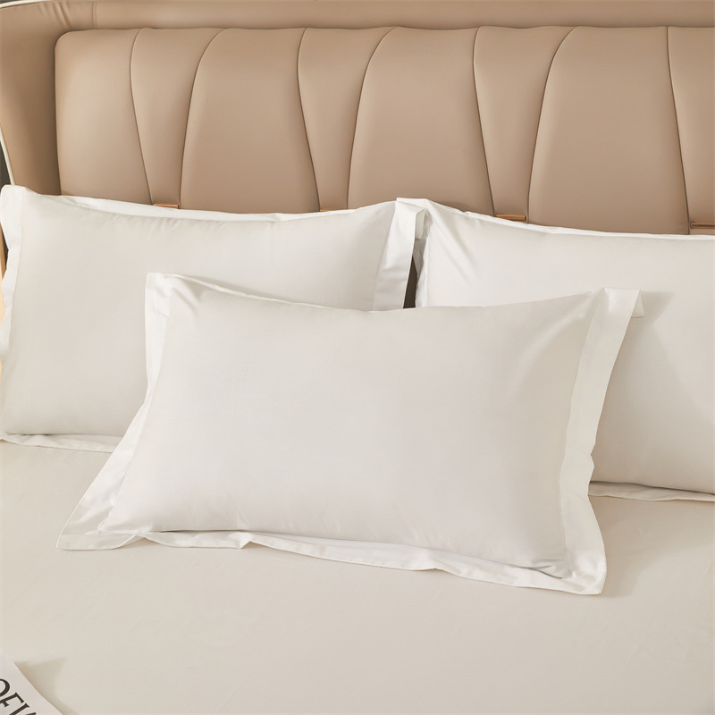 酒店纯棉贡缎四件套布草宾馆床单被套纯白隔脏床笠款套件床上用品