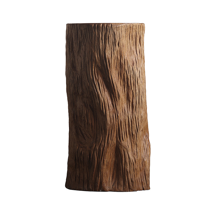 侘寂风绿植落地花器实木整挖养花木桶装饰摆件酒店民宿复古大花瓶