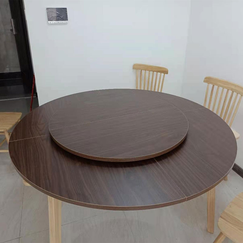 圆餐桌木质板式桌面1.2/可折叠转盘配塑料轨道整圆形家用底座