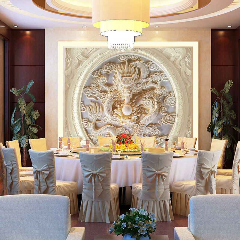 8D立体浮雕龙玄关背景墙18D走廊过道壁纸装饰画大型壁画布墙