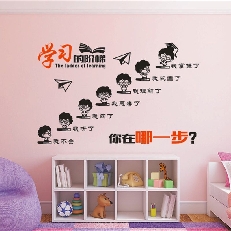 公司企业学校励志标语墙贴纸画学习 成功的阶梯 今天你在哪一步