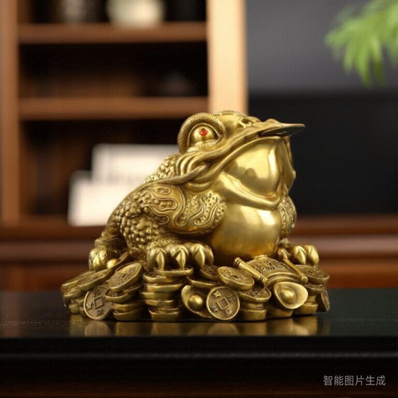 黄铜《献宝蟾蜍》家居饰品客厅酒柜办公室业装饰礼
